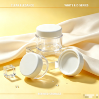 Pot cosmétique vide rechargeable à double paroi de 10g en ABS transparent avec bouchon à vis blanc pour crème visage