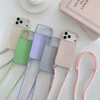Étui de téléphone portable en TPU souple avec cordon long et doublure en tissu pour iPhone 17 Pro Max, pour femme