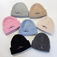 Bonnet en laine mérinos brodé sur mesure, bonnet d'hiver chaud en cachemire à revers, bonnet ajusté pour adultes, vente en gros