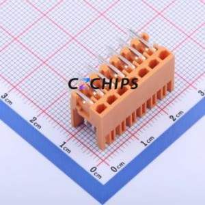 KF2EDGER-3.5-2*7P Plug-in Terminal Block Bent Lead Through Hole,P=3.5mm Connector Board-to-Board / Socket Open 2x7P 3.5mm Orange - Product Image 2