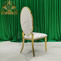 Chaises de banquet d'hôtel en gros, chaises de salle à manger d'extérieur en acier inoxydable blanc et or pour événements de mariage