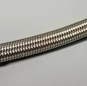 Dash 6 -6an Id 8mm Stainless Steel Wire Braided Ptfe Corrugated Hose For E85 Fuel Hose Lines