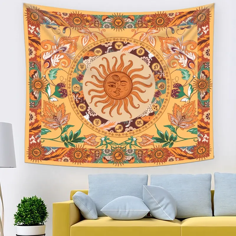 Tarot Card Tapestry Psychedelic Wall Hanging Astrology Divination Witchcraft Room Decor Bedspread Cover Sun Moon Wall Decor