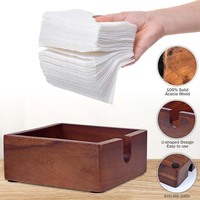 Carré Acacia Cocktail Papier Porte-Serviettes En Bois Plat Serviette Plateau Caddy Pour Cuisine Décor Restaurant Comptoir Bar Accessoires
