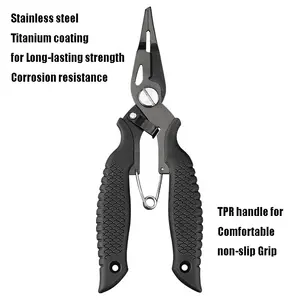 Fishing Pliers Saltwater Split Ring Pliers Hook Remover Line Cutter Clippers Stainless Steel Titanium Coating Fishing Gear