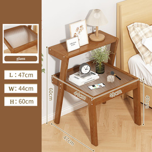Đồ Nội Thất Phòng Ngủ Bán Buôn Trang Trại Mộc Mạc Gỗ Tự Nhiên Bàn Cạnh Giường Ngủ Bàn Với Kính Bảng <span class=keywords><strong>Top</strong></span> Ngăn Kéo - Product Image 3