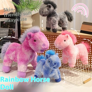 Dessin animé arc-en-ciel cheval pendentif en peluche mignon petit pour poney poupée pour la décoration intérieure brodé soulagement du Stress PP coton - Product Image 2