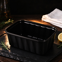 Boîte de rangement rectangulaire noire jetable en PP empilable pour la livraison de repas à emporter en Chine