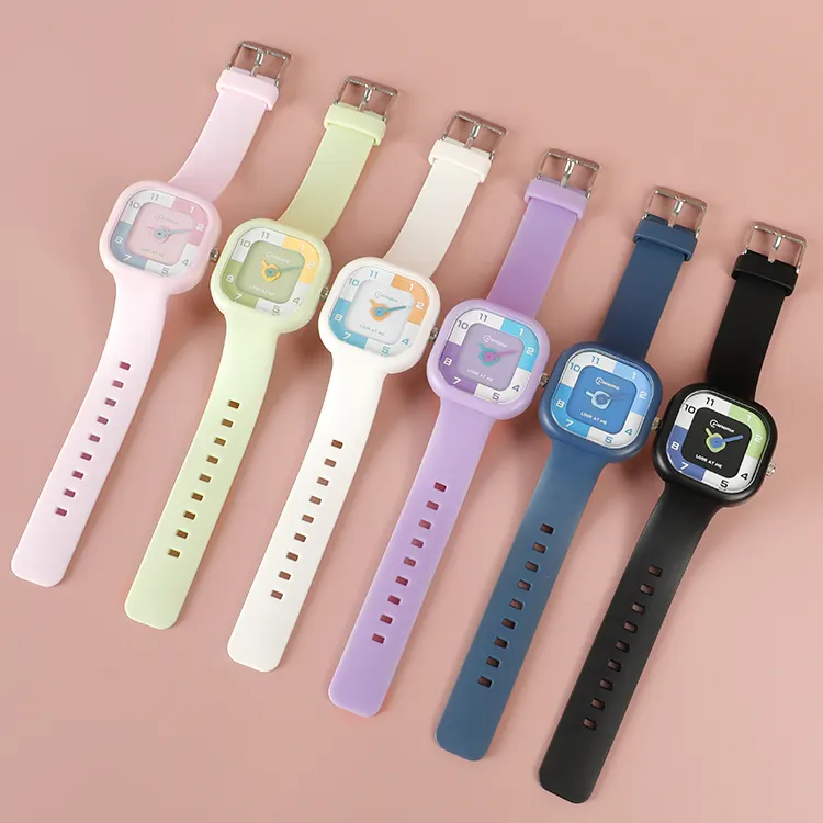 2023 New Arrival Square Sport Quartz Watch Kids Jelly Watch For Boys Girls Kids Children Pointer Digital Watch