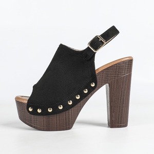 Fashion Trend Heeled Sandals Women <b>Open</b> <b>Toe</b> Chunky <b>Heel</b> <b>Platform</b> Buckle Decorated Solid Color Microfiber Lining High <b>Heel</b> 3-5 - Product Image 5