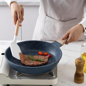 New Forged Die <b>Casting</b> Aluminum Cooking Pot and <b>Pan</b> Set 7Pcs Grey Stone Cookware Set with Soft Touch Wooden Grain Handle - Product Image 4