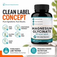 Capsules de glycinate de magnésium naturel 400 mg – Formule personnalisée GMP pour le soutien du sommeil et la nutrition (OEM/ODM)
