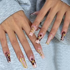 Lot de 24 embouts à pression carrés super longs avec lime à ongles et ruban adhésif 3D papillon diamant pour les doigts - Product Image 4