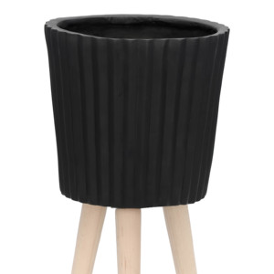 Supports de plantes modernes avec pots en résine cannelée pour une utilisation intérieure et extérieure, pots à fleurs ronds pour la décoration de la maison - Product Image 6