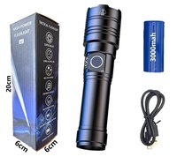 Lampe torche LED en alliage d'aluminium DREAMS'LIGHT, IP44, 800 lm, faisceau réglable, rechargeable ou piles sèches, avec marteau de sécurité d'urgence