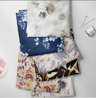Tissu en rayonne tissée imprimé à petites fleurs pour robe femme, en coton synthétique tendance