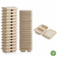 Wegwerp suikerrietbagasse BPA-vrije deksel cateringdoos voor afhaalmaaltijden, biologisch afbreekbaar, magnetronbestendig, aanpasbaar voor sushi, gebak en desserts