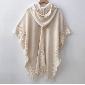 Chal con capucha de estilo bohemio para mujer, capa de punto cálido de poliéster para viajes de primavera, Otoño e Invierno - Product Image 3