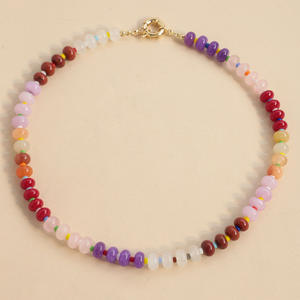 Collar de Surfista Playero con Cuentas de Acero Inoxidable y Piedras Naturales Multicolor Arcoíris con Colgante de Corazón Joyería para Mujer - Product Image 5