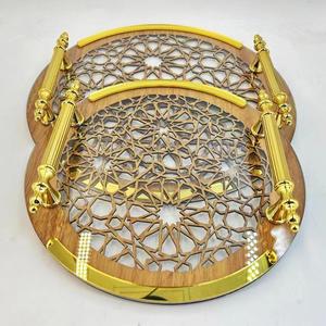 Muslim Party Decoration Eid <b>Gift</b> Ramadan-Eid <b>Islamic</b> Pattern Wooden Sweets Tray With Acrylic Top - Product Image 3