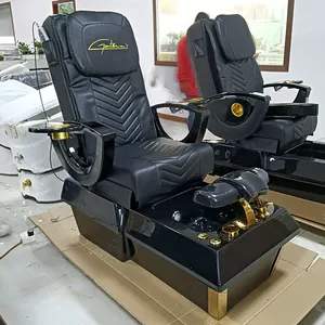 Moderne Nägel Shop Ausrüstung Schönheits salon Maniküre Stuhl Luxus Schwarz gold Fuß Spa Pediküre Stuhl mit Massage