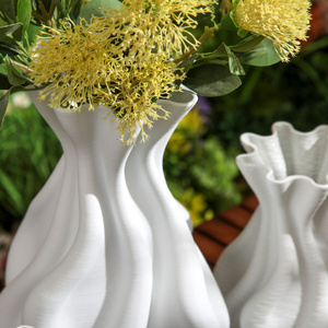 Orchidea astratta a buon mercato irregolare bianco nero 3D <span class=keywords><strong>vasi</strong></span> in <span class=keywords><strong>ceramica</strong></span> stampati - Product Image 5
