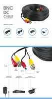 Cable de Video y Alimentación BNC de 30M, HD-TVI HD-CVI Digital Analógico 1080p, Cable CCTV Negro para Cámaras de Seguridad CCTV, Instalación de Sistemas DVR