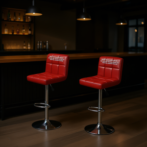 Tabourets de bar pivotants en cuir PU rouge, chaises de pub confortables, base chromée, design moderne, style contemporain, ensemble de meubles de bar, lot de 2 - Product Image 2
