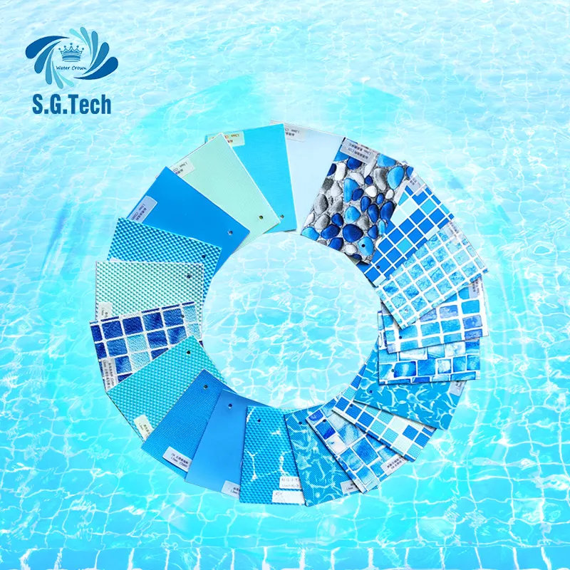Yüzme havuzu kaplaması tedarikçiler özel mozaik Logo PVC yüzme vinil havuz gömlekleri yerüstü havuzları için