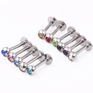 Couleur Cristal Labret <span class=keywords><strong>Anneau</strong></span> <span class=keywords><strong>5mm</strong></span> Boule En Acier <span class=keywords><strong>Oreille</strong></span> Nez 10mm Bar Lip Stud Piercing Bijoux - Product Image 3