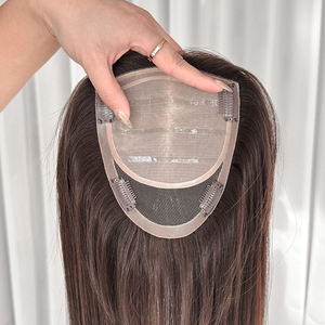 Venta al por mayor, listo para enviar: Topper de cabello humano virgen europeo ruso 100% natural con base de seda, 5x6.5, con nudos invisibles para la pérdida de cabello. - Product Image 3
