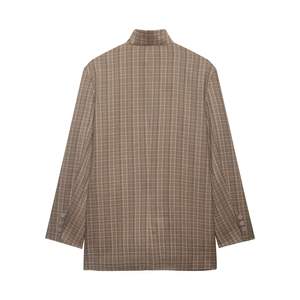 Womens 2026 Spring Plaid Blazer Stand Collar Casual Jacket European American Fashion Tailored <strong>Suit</strong> Coat <strong>Ladies</strong> Office Business - Product Image 2