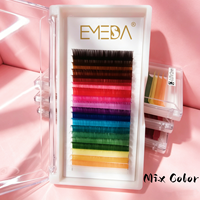 Extensions de cils individuels colorés EMEDA en gros, plateaux de cils marron velours cachemire, mélange de couleurs 007, fournitures d'extensions de cils volume vison