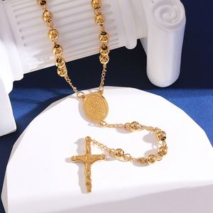 Collar de Rosario de Acero Inoxidable al por Mayor, Diseño Retro, Personalizado, Premium, Ovalado, con Borla y Cruz, Cuentas de Oración Católicas - Product Image 2