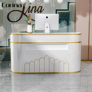 Personalizado de lujo blanco novela de acrílico sólido superficie de la tienda de uñas hotel salón de recepción - Product Image 2