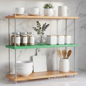Wooden Multi Tiered Kitchen <b>Shelf</b> 3 Tier Adjustable Storage <b>Rack</b> For Spices Coffee Utensils Countertop Organizer - Product Image 1