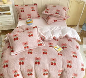 Bộ Chăn Lông Cừu Sữa Dày 4 Món Chăn Lông Cừu San Hô Mùa Đông Chăn Lông Cừu Hai Mặt Farais - Product Image 6