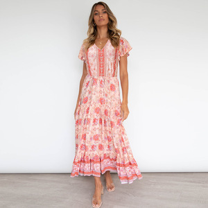 Vestido largo informal con estampado Floral <span class=keywords><strong>para</strong></span> mujer, ropa elegante <span class=keywords><strong>para</strong></span> vacaciones de verano, <span class=keywords><strong>2022</strong></span> - Product Image 4