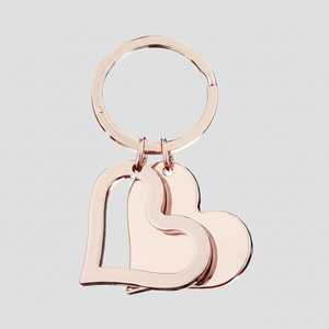 Portachiavi Personalizzato ROS a Doppio Cuore, Elegante in Pelle con Cristallo e Metallo - Product Image 2