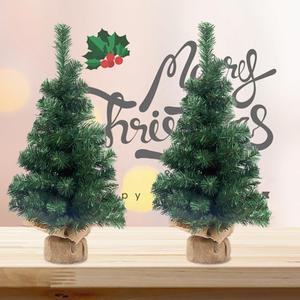 <b>Mini</b> 40/50/60cm Green <b>Christmas</b> <b>Tree</b> Linen Bottom <b>Tree</b> Festive Window Tabletop Decoration for Home Use - Product Image 3