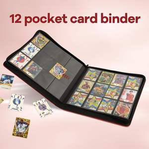 Carpeta de cartas de piel sintética con 12 bolsillos y cremallera para tarjetas TCG - Product Image 4