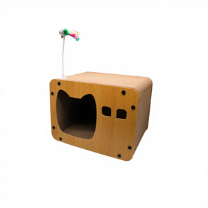 Casa para Mascotas Moderna de 15.5*11.5*11.8 Pulgadas, Diseño de Cartón con Patrón Floral y Animal, Botón, para Gatos, Conejos y Animales Pequeños PT-1150 - Product Image 1