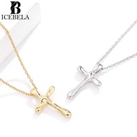 Colliers pendentifs croix texturés effet lave irrégulier vintage en argent 925 plaqué or 18 carats pour femmes - Vente en gros de bijoux fins tendance