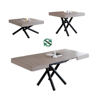 Table basse relevable multifonctionnelle rectangulaire en bois et acier au design moderne et élégant, convertible