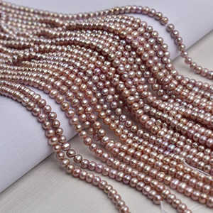 Collier WENCHI 1110 en perles naturelles violettes presque rondes de 4-5 mm, élégant, 38 cm, pour femmes - Product Image 6