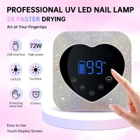 NOUVEAU 2026 Lampe UV pour ongles en forme de cœur, avec diamants scintillants, rechargeable, LED, pour gel, séchoir à ongles, lumière UV pour salon de manucure