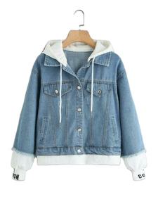 Chaqueta con Capucha de Mezclilla de Alta Calidad para Hombre y Mujer, Estilo Vintage, Lavado Ácido, 100% Algodón, Invierno, Casual, Pintada, Transpirable, Bordada - Product Image 2