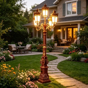Lampadaire LED rétro européen en aluminium et fonte, étanche IP65, AC 85-265V, blanc chaud, pour jardin et aménagement paysager - Product Image 5
