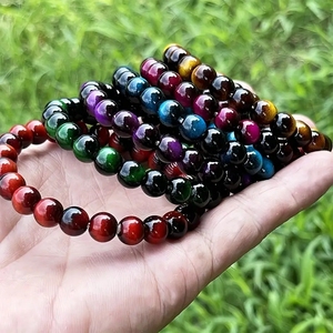 Pietra naturale perline rotonde lucidate elasticizzato molteplici colori pietra perline Buddha bracciale blu occhio di <span class=keywords><strong>tigre</strong></span> - Product Image 2