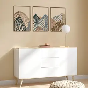 Custom 3PCS House Hangings Accessories Living Room Abstract Minimalist Line Art Wall Art Mountain Shape Metal Decoration